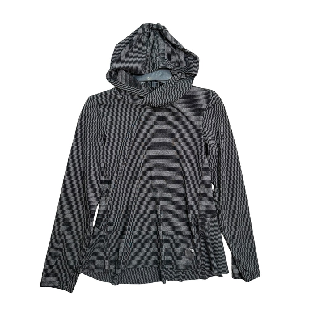 Carhartt Girls M 10 Gray‎ Striped Hoodie Thumbholes Hooded Sweatshirt
